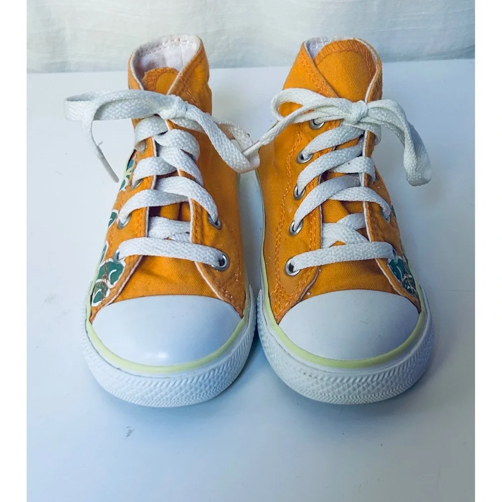 Converse Chuck Taylor All Star Toddler Orange Custom Monster Surf High Top Shoes